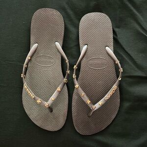 Havaianas Flip Flops with Gold Accents